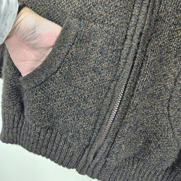 ALPACA FULL ZIP SWEATER Womens XL  Peru ARTE INKA BERFASS Brown Pockets Soft - Picture 5 of 13